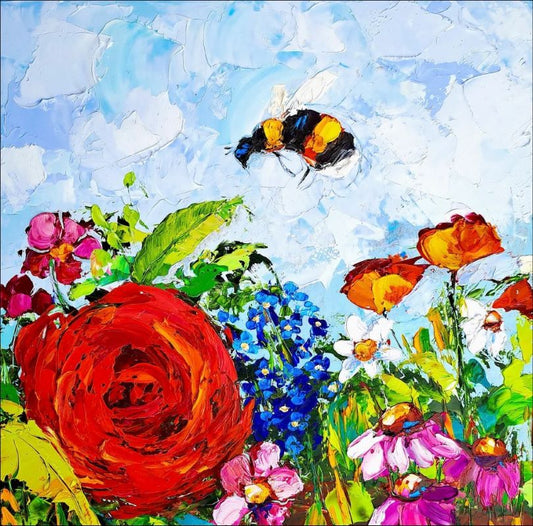 Honeybee Rose Painting