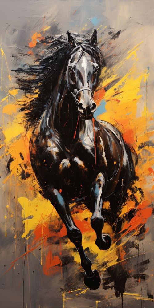 Dynamic Abstract Oil Acrylic Horse Painting