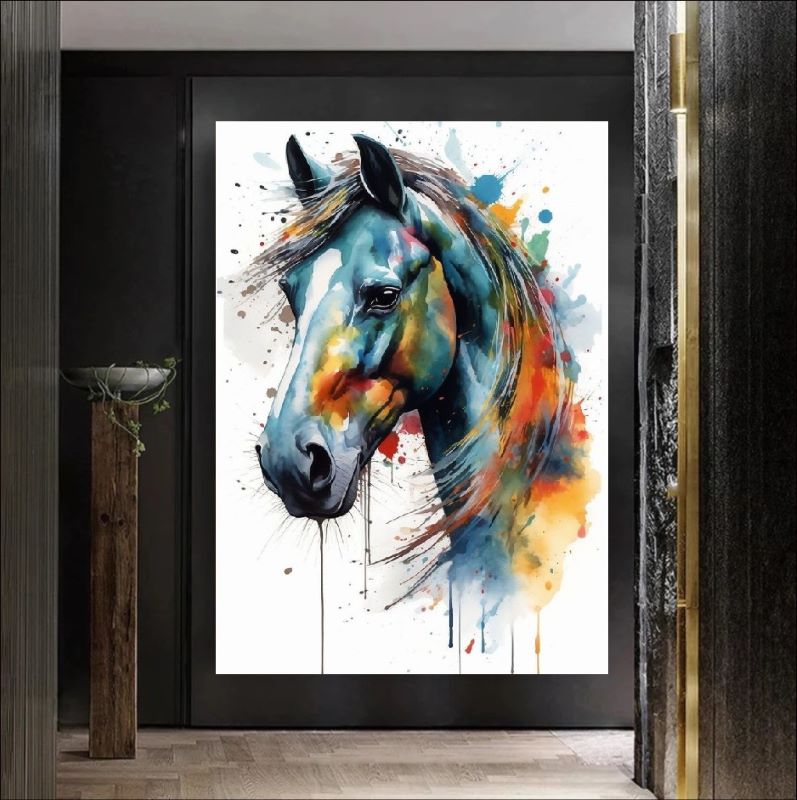 Spirit in Splashes - Vibrant Abstract Horse Canvas Art