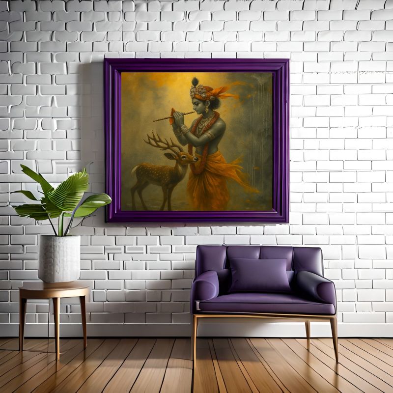 Krishna Playing Flute Handmade Art