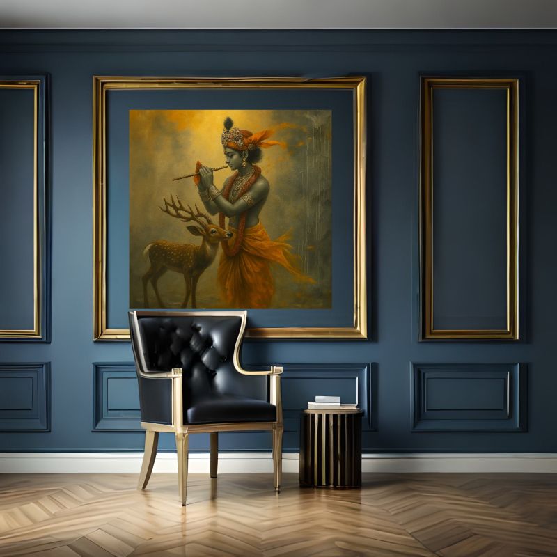 Krishna Playing Flute Handmade Art