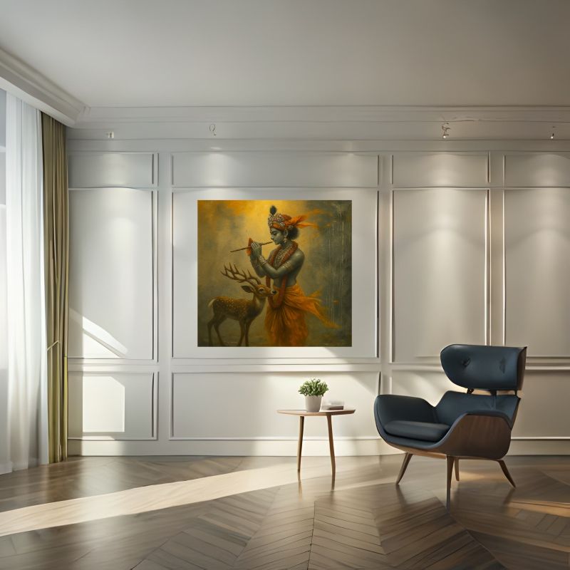 Krishna Playing Flute Handmade Art