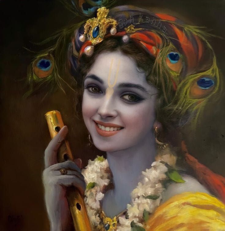 Krishna’s Radiant Smile - A Portrait of Divine Joy