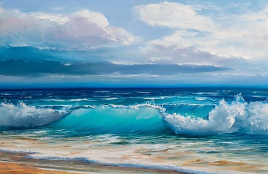 Blue Sea Wave Oil Painting