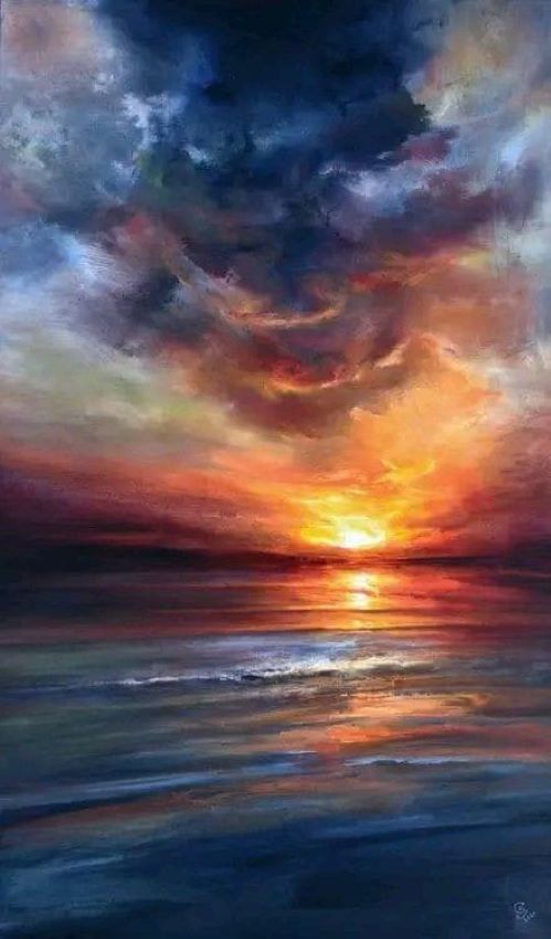 Sunset on the Sea Handmade Painting