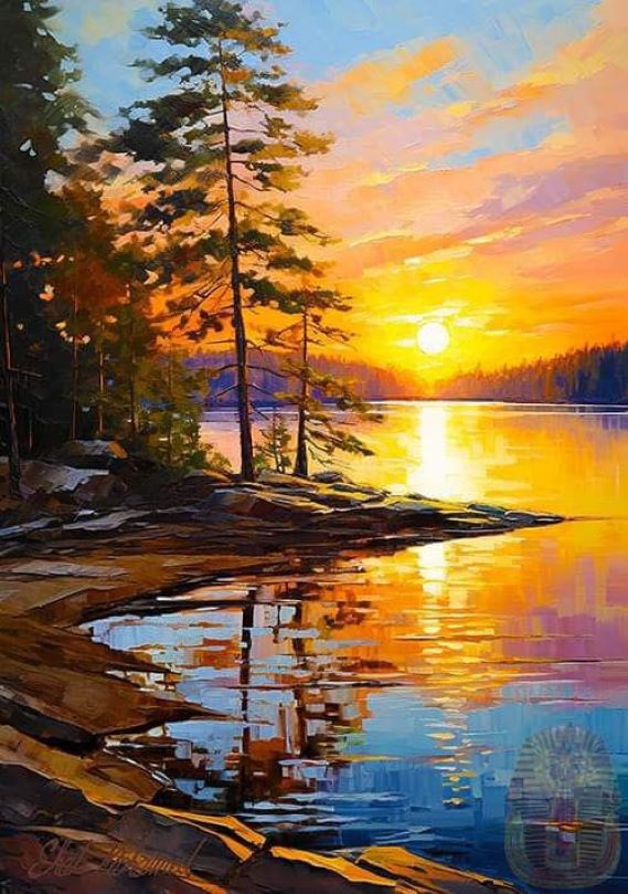 Sun set Paintings Wall Art