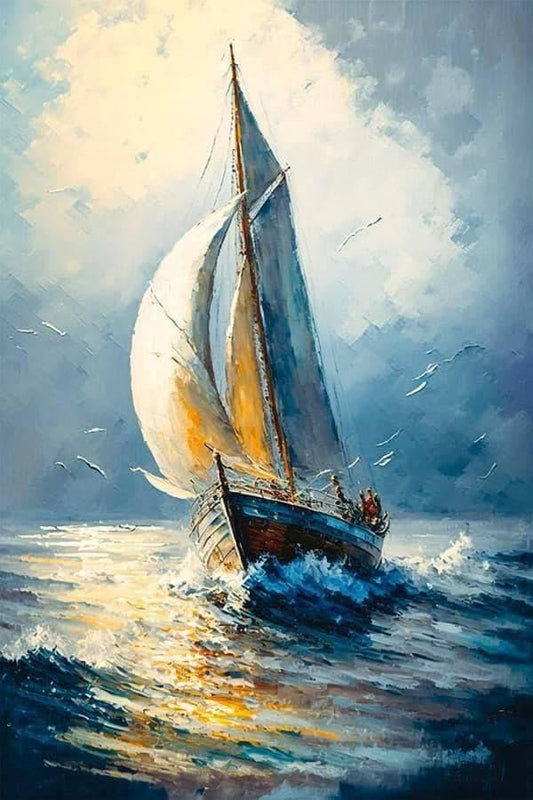 Sailboat Painting Landscape Original Art