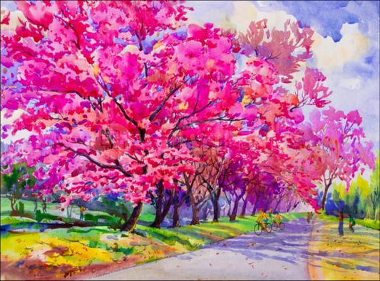 Pink Flower Tree Canvas Landscape Painting