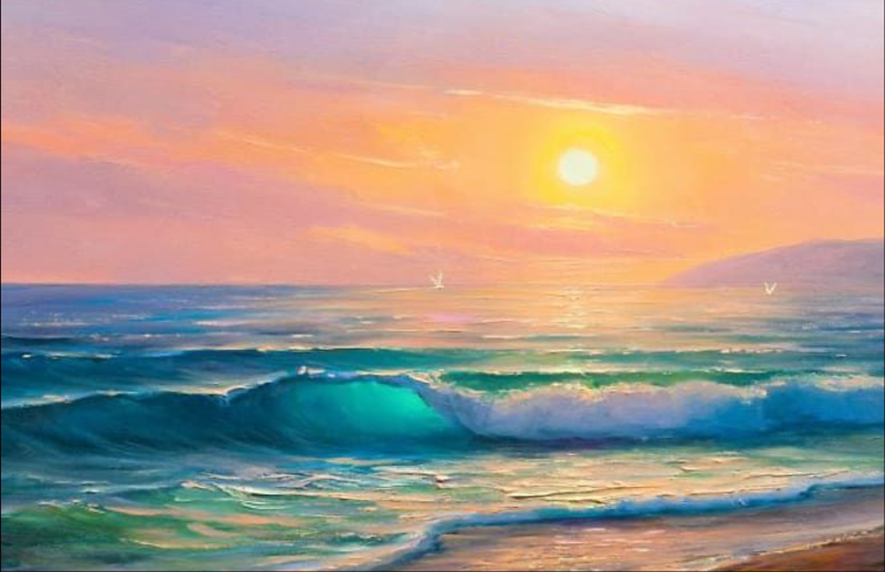 Sea and Beach Oil Painting on Canvas