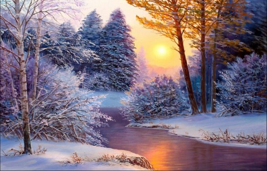 Winter Landscape with the River Art