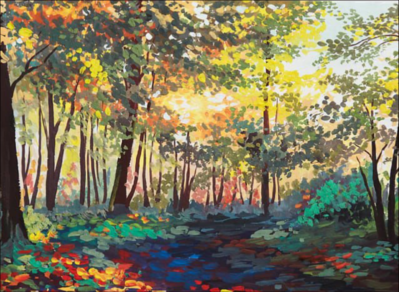 Colorful Forest Acrylic On Canvas Painting