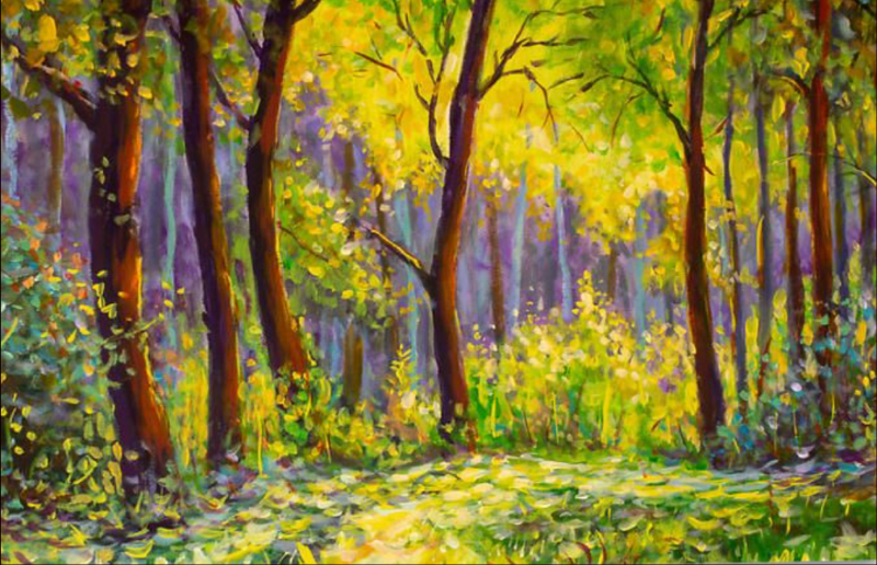 Beautiful Sunny Forest Oil Painting