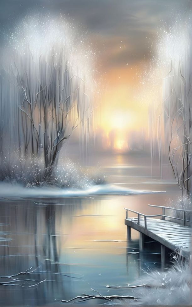 Winter landscape painting