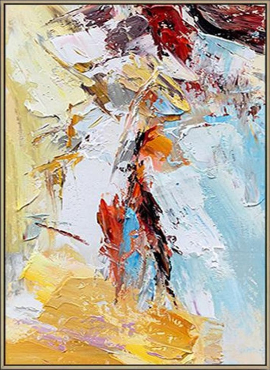 Abstract oil painting titled 'Layers of Passion' featuring vibrant colors, bold brushstrokes, and dynamic textures on high-quality canvas, perfect for modern interiors and art collectors.