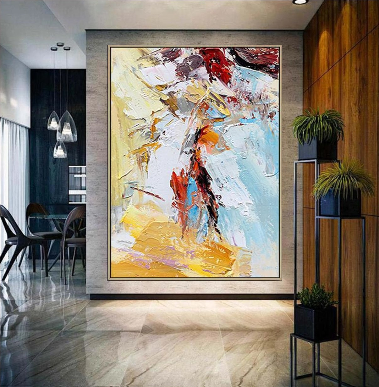 Abstract oil painting titled 'Layers of Passion' featuring vibrant colors, bold brushstrokes, and dynamic textures on high-quality canvas, perfect for modern interiors and art collectors.