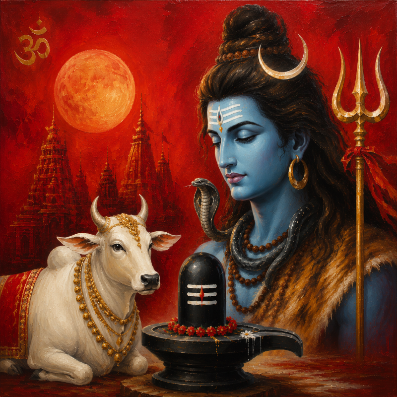 Lord Shiva with Nandi & Shivling
