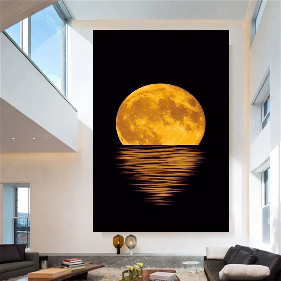 Lunar Glow on Water - Elegant Canvas Wall Art