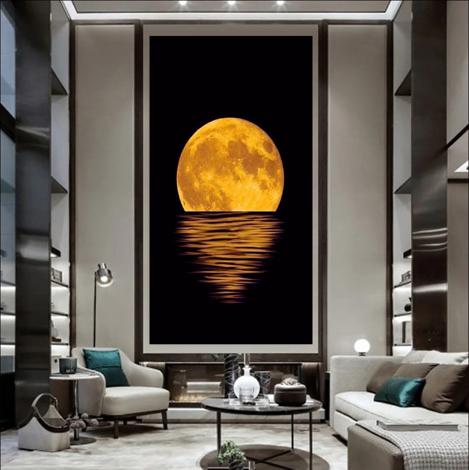 Lunar Glow on Water - Elegant Canvas Wall Art