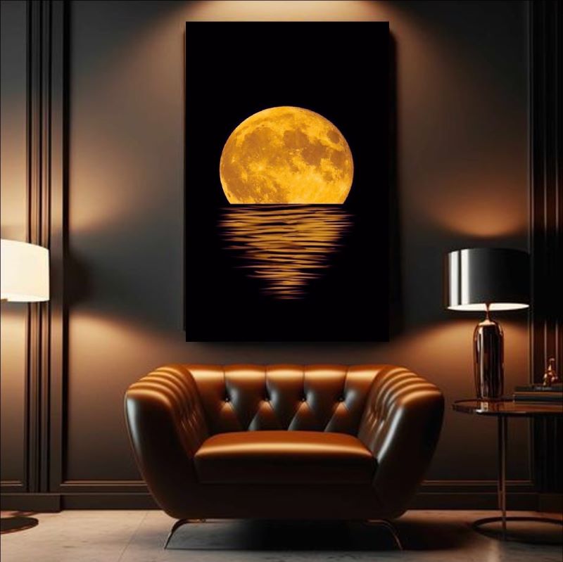 Lunar Glow on Water - Elegant Canvas Wall Art