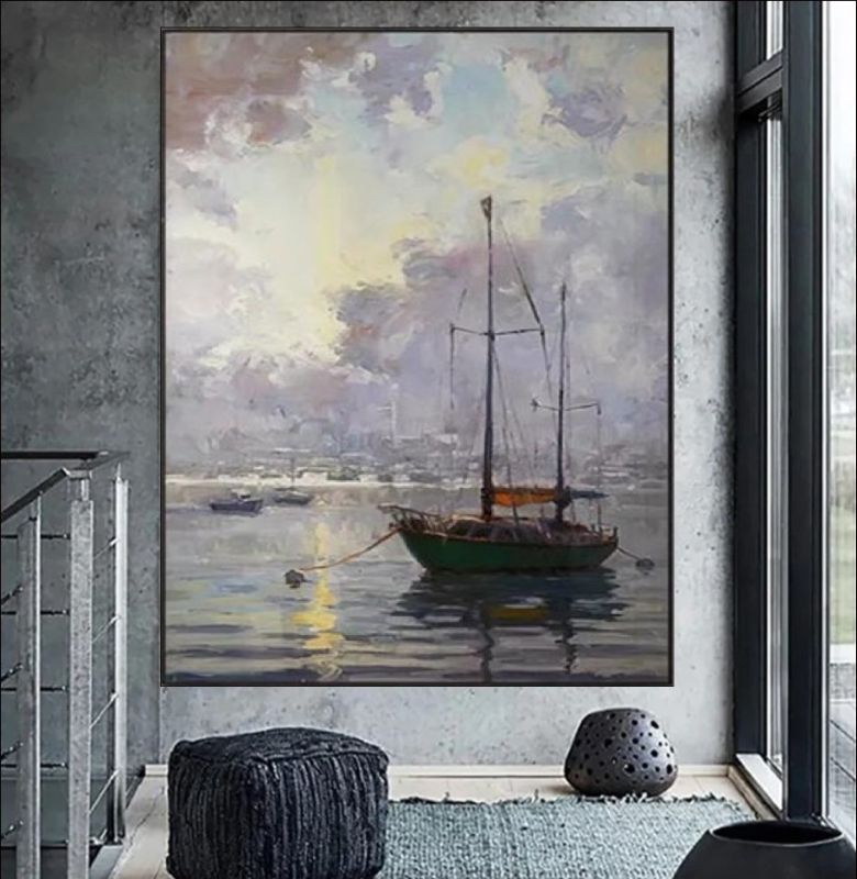 Morning Drift - Boat and Harbor Seascape Art