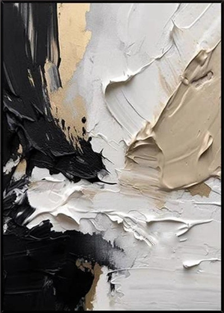 Modern abstract oil painting titled 'Neutral Boldness' with bold textures and a monochrome palette, perfect for minimalist and contemporary decor.