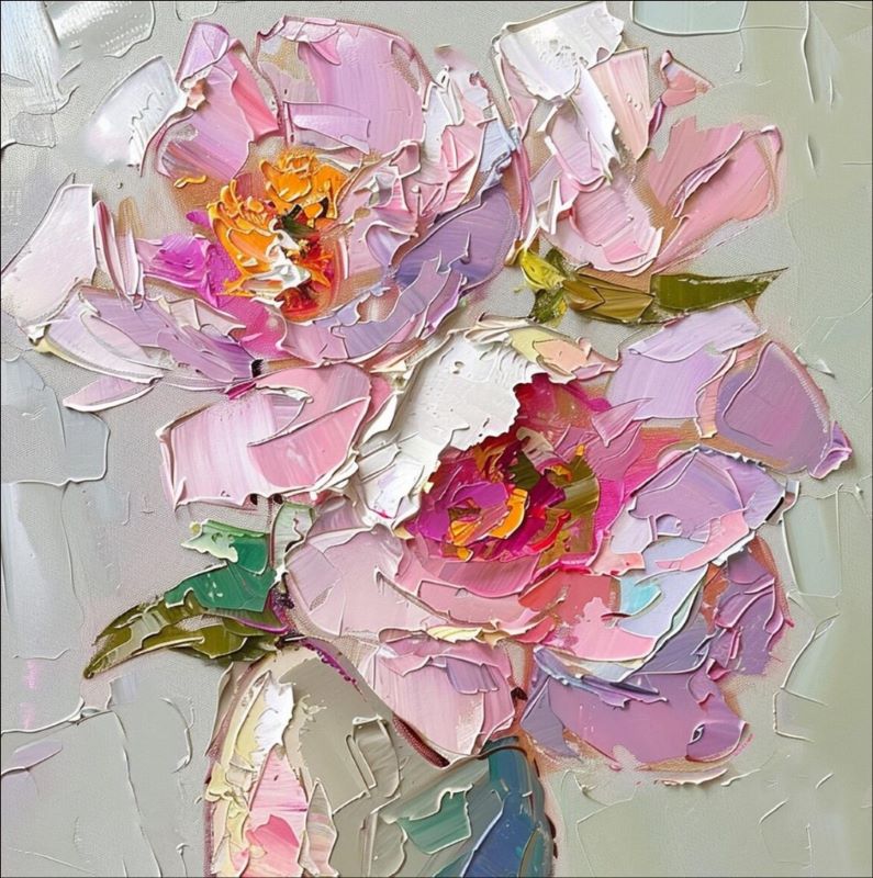 Peonies Textured Painting