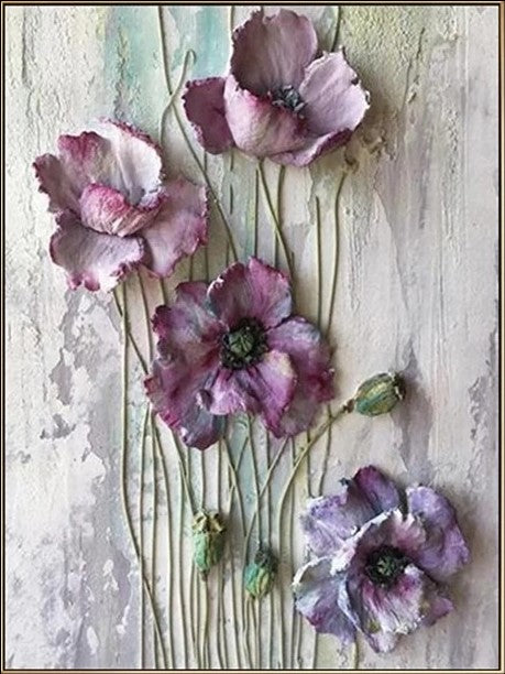 Dreamy textured floral painting with lavender and blush tones – available as a handmade canvas or fine art print for romantic and modern interiors.