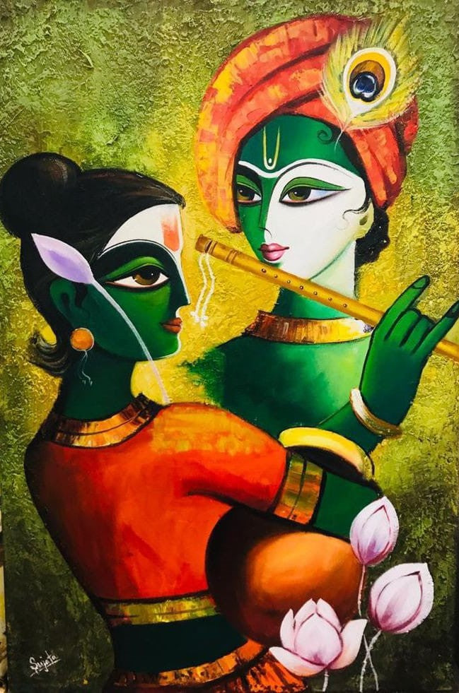 Abstract Radha Krishna Acrylic Painting