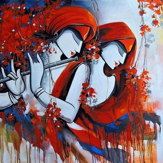 Radha Krishna Modern Abstract Painting