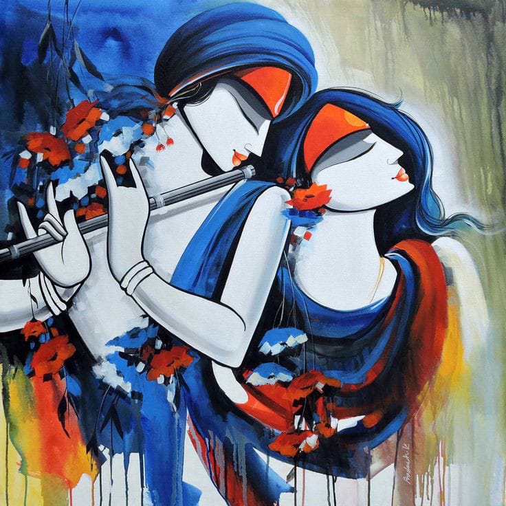 Radha Krishna Painting On Canvas