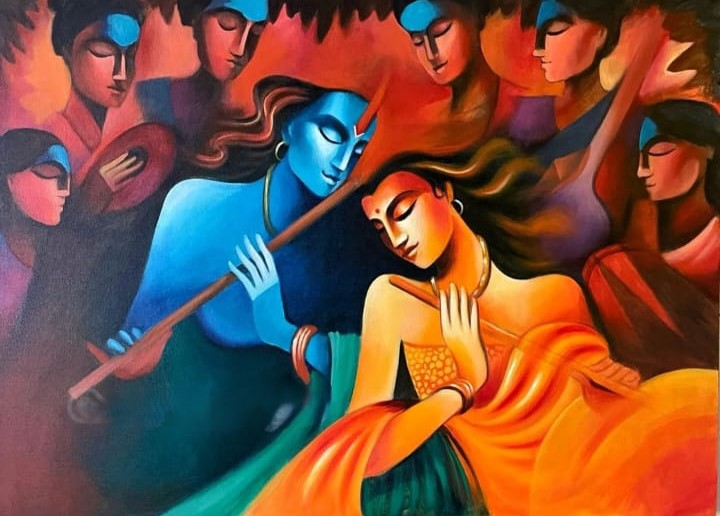 Modern Art Radha Krishna Painting