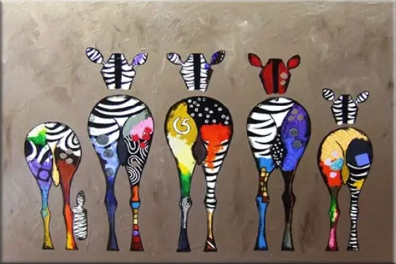 Colorful Rainbow Zebra Painting – Abstract Animal Canvas Wall Art