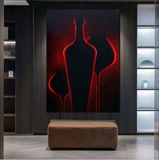 Silhouette of Elegance – Fine Wine and Glass Abstract Art