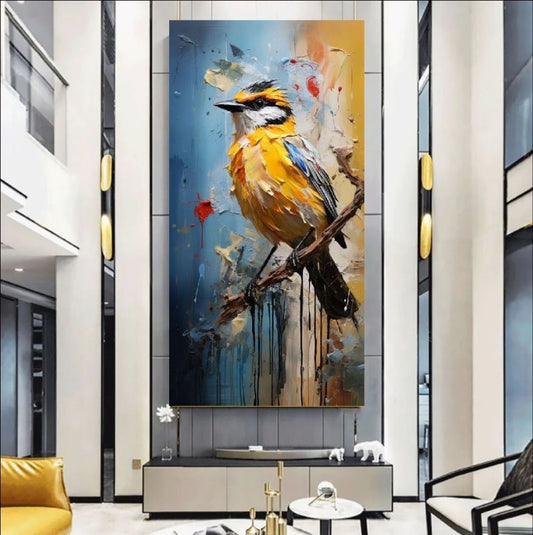 Vivid Melody - Abstract Yellow Bird Canvas Art