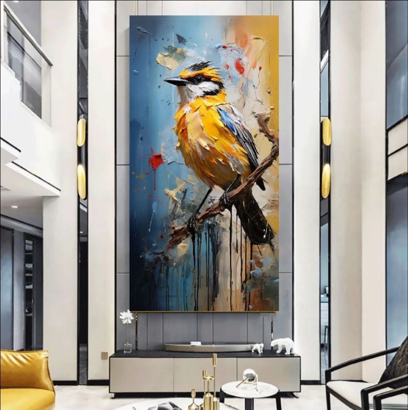 Vivid Melody - Abstract Yellow Bird Canvas Art