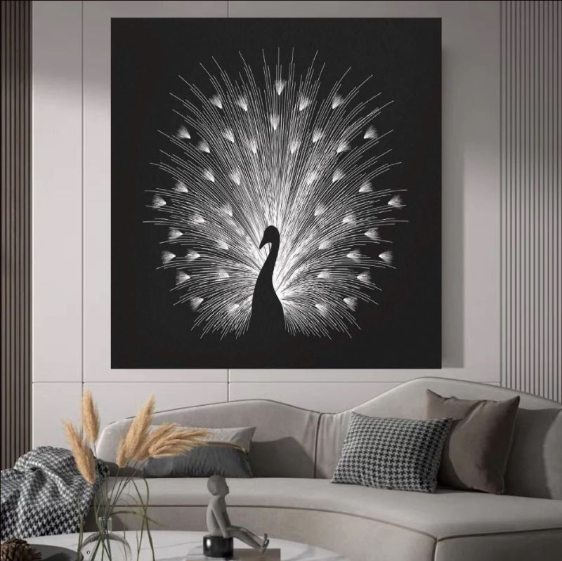 Symphony in Light - Radiant Peacock Silhouette Wall Art