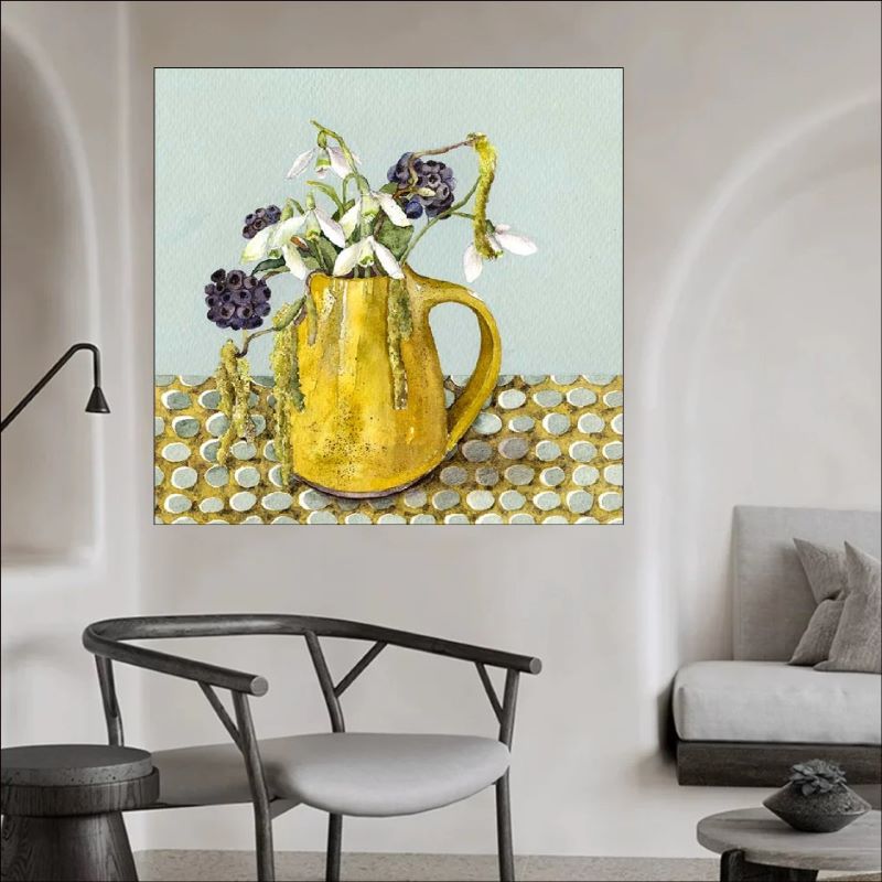 Flower in yellow vase